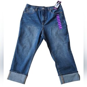 Frye Amari Wash Women's High Rise Stretch Cuffed Leg Denim Blue Jeans - Size 14